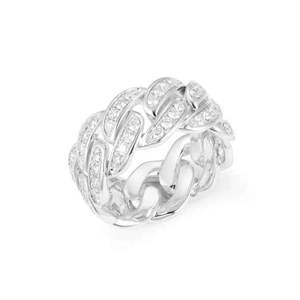 2.50 Carat Round Cut Moissanite Engagement <b>Ring</b> with Cuban Links Stainless Steel Inlay Opening <b>Ring</b> for <b>Cats</b> - Product Image 4