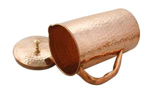 Recién llegado, jarra de diseñador de cobre puro de 2200ml resistente, Metal 100% con tapa y asa para beneficios de salud ayurvédicos - Product Image 5