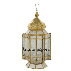 Farol Decorativo Creativo para el Hogar, Jardín y Restaurante, Artesanía India, Farol Marroquí de Metal Hecho a Mano, Decoración de Vidrio Colorido - Product Image 5