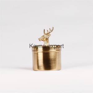 Tapa de diseño de reno, soporte de cera perfumada, tarro de vela de cera de Metal, venta al por mayor, macetas de vela de Metal de último diseño para decoración del hogar a granel - Product Image 1