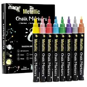 Vente chaude effaçable à sec effaçable à l'eau métallique couleur liquide marqueurs stylos pour tableau noir tableau blanc voiture verre Led conseil