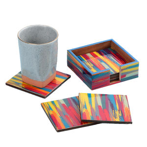 Tradtion Pvt Ltd's Enamel Coated MDF Coasters Square Paper Ceramic Metal Holder Sublimation Traditional Square Coasters <b>Set</b> - Product Image 3