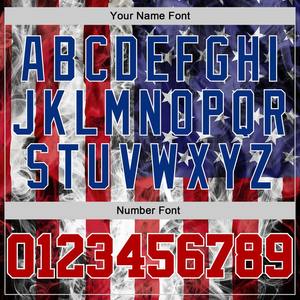 Blanc personnalisé rouge-Royal 3D drapeau américain authentique maillot de baseball - Product Image 5