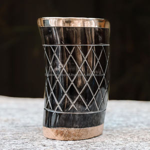 ถ้วย Karvin ทรงเขาควายงานทำมือคุณภาพระดับพรีเมี่ยม100% สีธรรมชาติทนทานดีไซน์โบราณ BH-314งานฝีมือดีไซน์แบบ Buraq Handicrat - Product Image 4