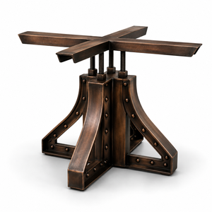 Industrial Adjustable Solid Wood Rectangle <b>Dining</b> <b>Table</b> | <b>Reclaimed</b> Wood Antique Bronze Metal Base <b>Dining</b> Room Furniture - Product Image 5