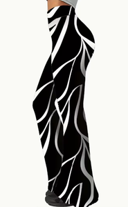 Hardhoodi Interination Women High Waist Print <b>Leggings</b> <b>Flare</b> Pants Elastic Waist Full Length Yoga Workout Trousers Pockets Four - Product Image 3