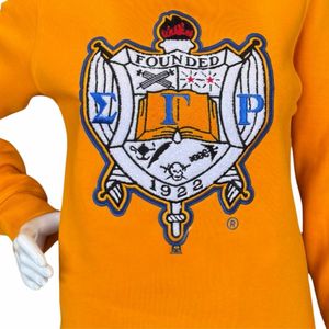 SGRho Shield Chenille sudadera suave Premium algodón cuello redondo bordado Sigma Gamma Rho Greek Sorority ropa para mujer - Product Image 2