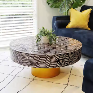 Table basse de luxe traditionnelle en nacre incrustée de nacre peinte à la main de la meilleure qualité écologique pour la décoration intérieure - Product Image 5