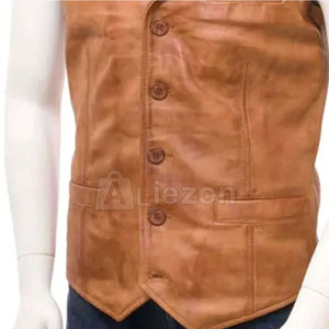 Gilet en cuir pour hommes, style motard décontracté, gilet en cuir pour moto ou vêtements de mode à vendre - Product Image 5