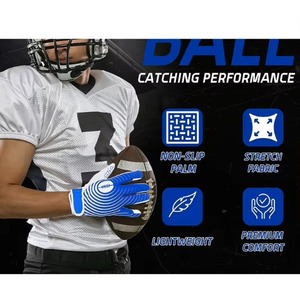 High Quality Custom Made American Football Receiver Gloves Hand Grips Full Finger Non Slip <b>Sticky</b> Best Selling Youth Adult - Product Image 5