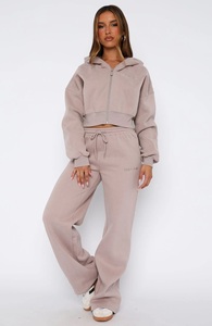 Ensemble de survêtement long en deux pièces pour femmes, uni, brodé, pour l'hiver - Product Image 5
