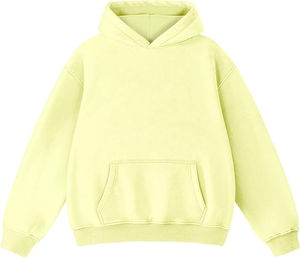 Sweat à capuche pull surdimensionné 100% coton lourd pour femme Style Vintage lavé à l'acide coupe ample motif solide - Product Image 1