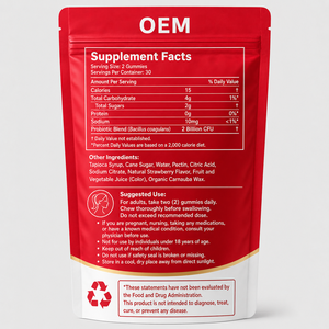Gummies Probiotiques OEM/ODM au Bacillus Coagulans 2 milliards UFC, Bio, Sans Gluten, Naturel, Fraise, Sans Gélatine, 60 Gummies pour Femmes - Product Image 6