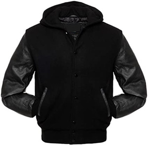 Chaqueta universitaria de mezcla de lana con manga de cuero Premium, abrigo informal cálido de estilo Letterman personalizado para hombres, prendas de vestir exteriores de moda - Product Image 2