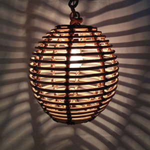 Lámpara colgante de ratán redonda de gran oferta con pantalla de estilo moderno y antiguo hecha a mano para decoración del hogar y la habitación patrón rústico - Product Image 6
