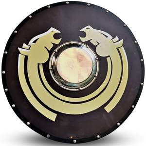 Proveedor al por mayor, Escudo de madera redondo medieval, escudo vikingo de madera para juegos, decoración de sala de Batalla histórica a precio barato - Product Image 6