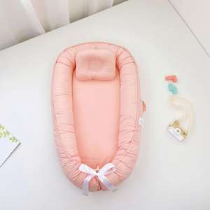 Barrière de lit, transat, nid pour bébé fille et garçon, lit bébé anti-pression avec oreiller bionique détachable - Product Image 5