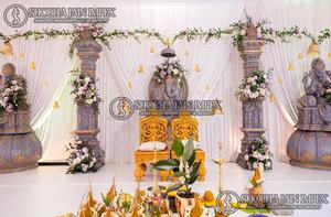 Modern Traditional Indian Wedding Stage Cum Mandap Square Wooden Candlestick Chairs <b>Backdrop</b> <b>Stand</b> Big Size Carton Shobha Jain - Product Image 5