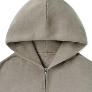 Sweat à capuche en coton à fermeture éclair surdimensionné avec lavage à l'acide au soleil surdimensionné en molleton personnalisé Fabricant OEM vierge (PayPal vérifié) - Product Image 3