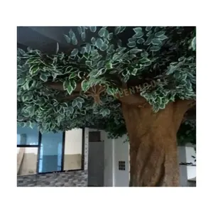 FRP malzeme ile yüksek kaliteli yapay orman temalı ağaç satın dekorasyon kullanımı için doğal görünüm Ficus ağacı yaptı