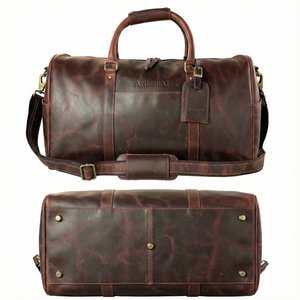 Sac de voyage pliable en cuir Maverick Adventure Ganges Grain Walnut Brown, sac de week-end décontracté, sac de sport, imprimé en tissu, logo, 952g - Product Image 1
