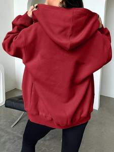 Sweats à capuche zippés surdimensionnés pour femmes avant à manches longues sweats en molleton tricoté Streetwear décontracté durable pour l'automne hiver - Product Image 5