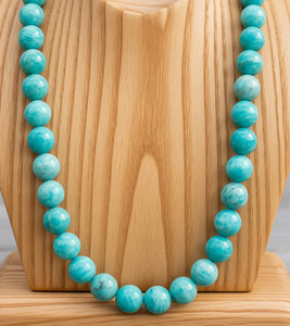 Collar con cuentas de piedra de amazonita Natural curativa para mujer, accesorio de moda con diseño anudado a mano de bloqueo de plata 925 de 18 pulgadas - Product Image 1