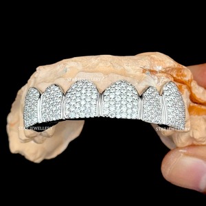 STAR JEWELLERY Christian 925 Sterling <b>Silver</b> Brilliant Cut VVS Moissanite Classic Iced Unisex Dental Grillz for Everyday Wear - Product Image 2