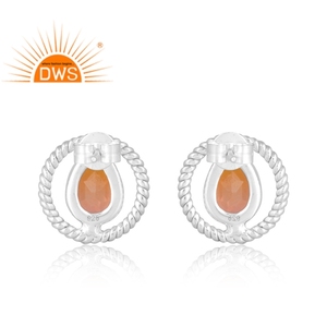 Nouvelle tendance Design en argent Sterling naturel Bio Morganite Doublet Quartz pierres précieuses boucle d'oreille Design personnalisé bijoux pour femmes - Product Image 2