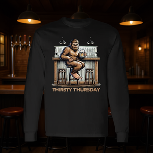 Camiseta de manga larga Thirsty Thursday Bigfoot At Bar Drinking Beer - Product Image 3