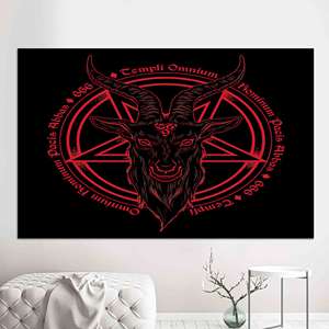 Tableau imprimé sur toile : Pentagramme japonais, Chèvre démoniaque, Design Hoodoo, TOILE ENVELOPPEE - Product Image 1