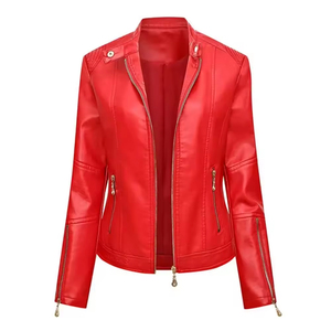 Chaqueta de Cuero Genuino para Mujer, Textura Suave, Ajuste Elegante, Impermeable, Relleno de Algodón, Diseño que Combina con Cualquier Estilo, para Uso Diario - Product Image 2