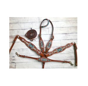 Fancy Horse Western Headstall & Breast Collar Set Cuero Ligero Personalizado Con cuentas Diseño de temporada Equipo de equitación - Product Image 6
