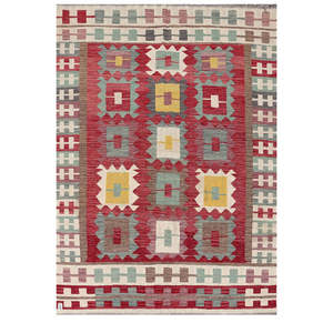 Alfombra Kilim de Maimana, Afganistán, 241 x 171 cm, Alfombras y Conjuntos Tradicionales Afganos - Product Image 1