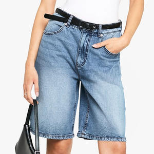 Short en jean pour femme 2025 Summer Vintage Streetwear Female High Waist Wide Leg Straight Short Pants Solid Color Ladies Jean Shorts - Product Image 3