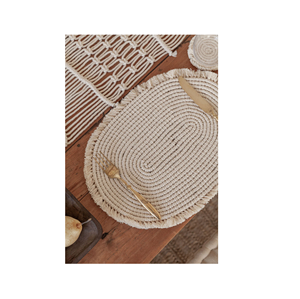 Manteles individuales de macramé hechos a mano de forma redonda de la mejor calidad en posavasos de mesa de Color gris para cena accesorios de decoración del hogar - Product Image 2