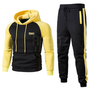 Nueva llegada de los hombres Casual Color sólido de dos piezas 100% algodón ligero Jogging traje transpirable para el invierno al por mayor - Product Image 1