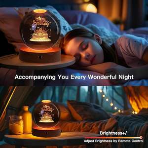 Desidiya - Lámpara de Noche de Cristal 3D con Forma de Bola de Cristal, Base de Silicona LED, Esfera de Cristal, Decoración del Hogar, Regalo para Ramadán, Cumpleaños, Pascua, Mujeres y Hombres - Product Image 5