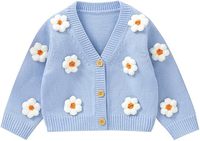 Suéter de Punto Cálido y Ecológico Personalizable con Cuello en V, de Lana/Acrílico, para Bebés Niñas, con Forro de Lana, Mangas Largas y Transpirable