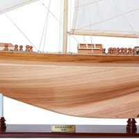 Y018 - Yacht Endeavour en bois de cèdre, modèle de voilier de style nautique, peint à la main, décoration pour la maison ou le bureau, 100Lx18Wx125H Cm