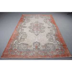 พรมตุรกีวินเทจ ขนาด 6x9.5 ฟุต สีแดง ลายต้นไม้ขนาดใหญ่ ทำจากขนสัตว์ - Product Image 1