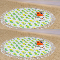 Serviette de plage murale ronde personnalisable en coton imprimé floral mandala, lavable en machine, toutes saisons, vente en gros
