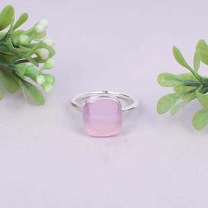 925 Sterling Silver Men's <b>Ring</b> with <b>Rose</b> <b>Quartz</b> Gemstone Handmade Boho Romantic Jewelry Emerald Cut Platinum Smooth Stone Cut - Product Image 1