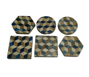 Sous-verre classique avec incrustation en bois et résine, vaisselle personnalisée, tapis et coussinets de table, style moderne, prix d'usine - Product Image 2