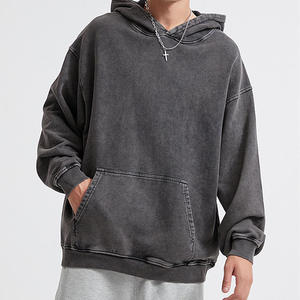 Sudadera con capucha unisex extragrande, estilo vintage, personalizada, de algodón/poliéster, con cremallera, resistente al viento, lavado ácido, venta al por mayor - Product Image 1
