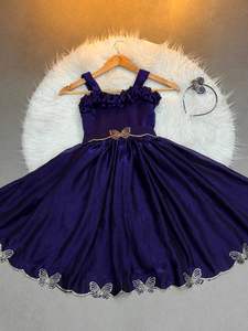 Hermosa seda suave con trabajo de diamantes Vestido para niños Fabricante y proveedor de Surat a tarifa mayorista - Product Image 4