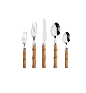 Cuillère de luxe en acier inoxydable, ustensiles de cuisine pour hôtel et maison, article décoratif, cuillère en acier de dernière qualité avec manche en bambou - Product Image 6