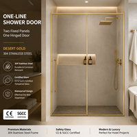 Puerta de Ducha Corredera Individual Enmarcada con un Panel Fijo, Mampara de Baño Moderna de Vidrio Templado para Baños Pequeños