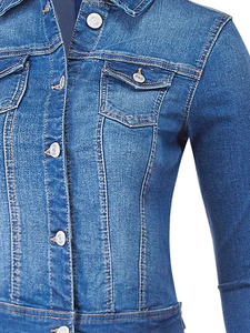 Veste en jean pour femme de haute qualité, doublure en coton imperméable, prix de gros d'usine, service OEM - Product Image 3