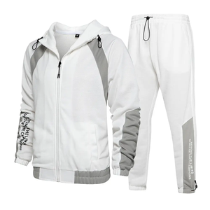 Regular Fit Embossed Logo Hooded Winter Tracksuit with Solid Pattern Fleece Lightweight <b>Joggers</b> Pants - Product Image 3